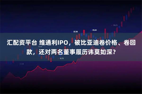 汇配资平台 维通利IPO，被比亚迪卷价格、卷回款，还对两名董事履历讳莫如深？